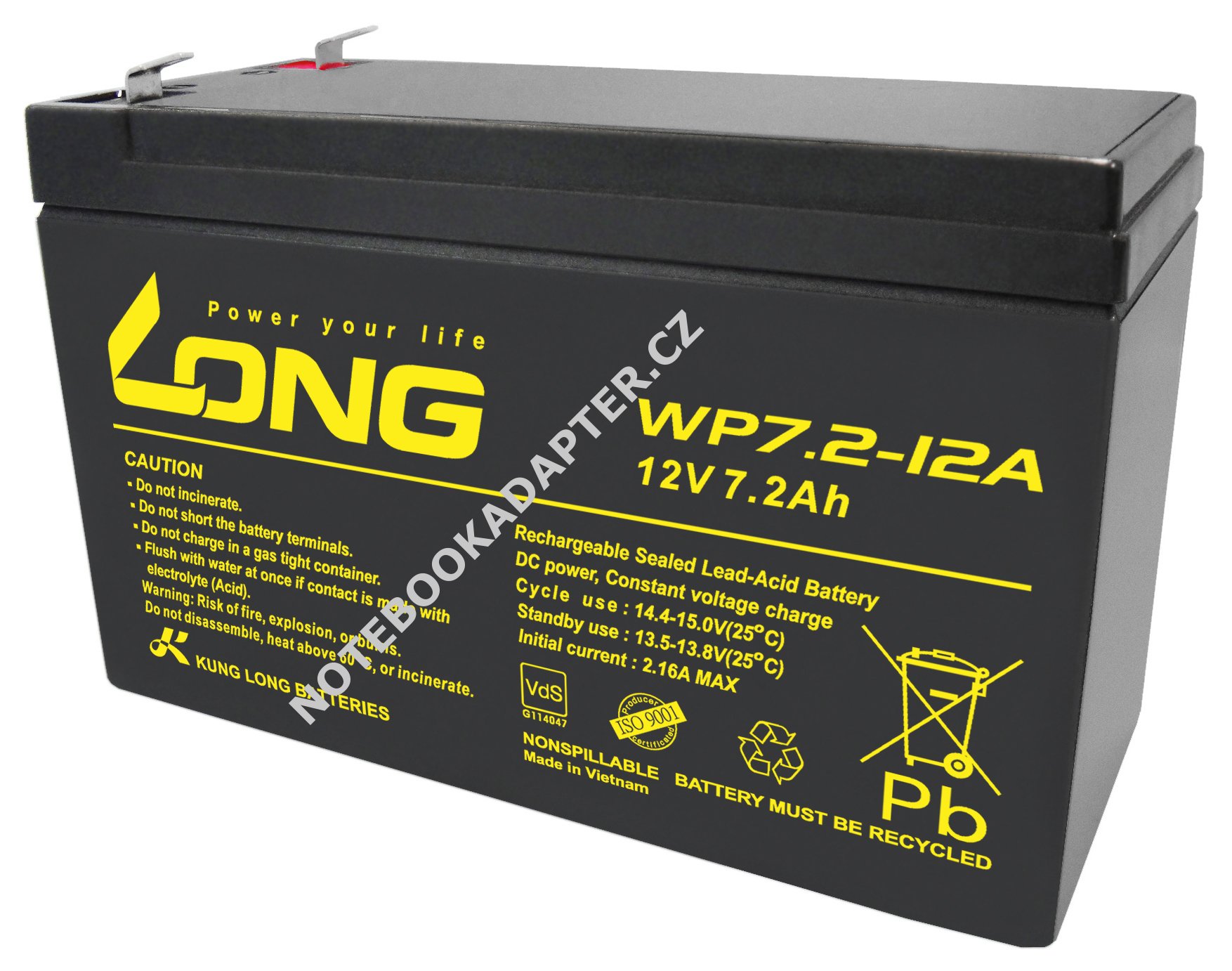 2x KungLong olověná baterie WP7.2-12A F1 Vds