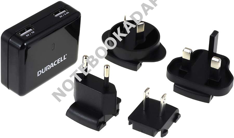 Duracell nabíječka s 2x USB (1x 2,4A, 1x 1A) pro Samsung, HTC, Motorola, LG Smartphone originál