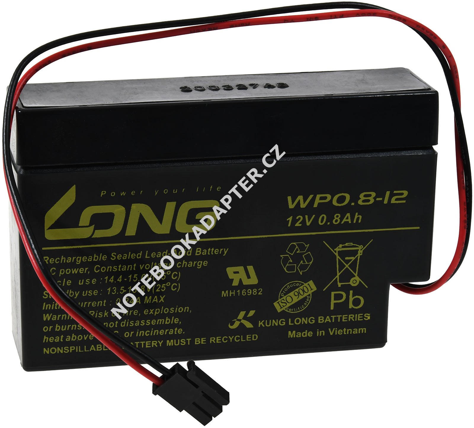 KungLong olověná baterie WP0.8-12H Molex-konektor pro Heim & Haus Rolladen