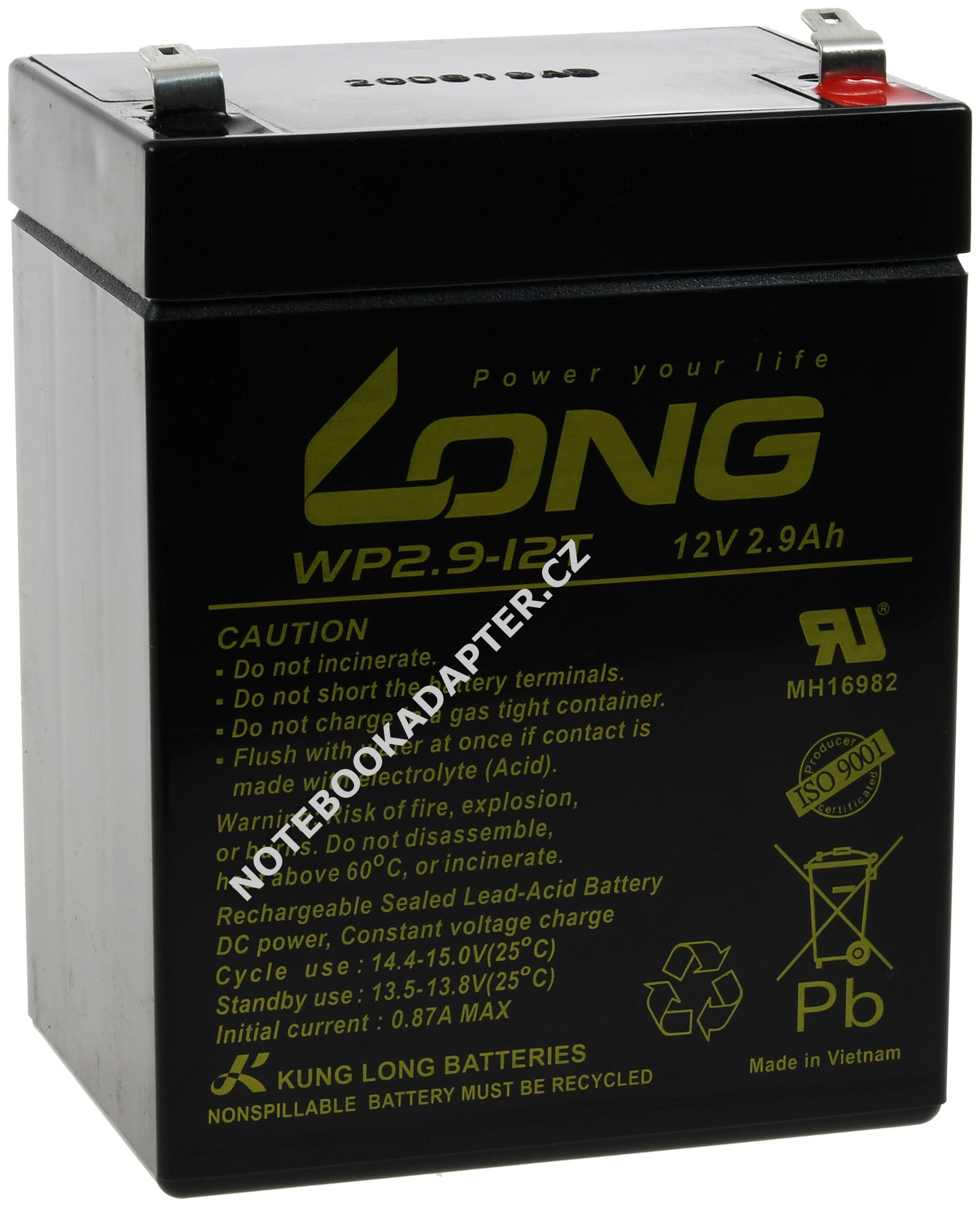 KungLong olověná baterie WP2.9-12T 2,9Ah 12V