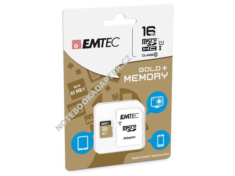 Paměťová karta EMTEC microSDHC 16GB blistr Gold+ Class 10 UHS-I