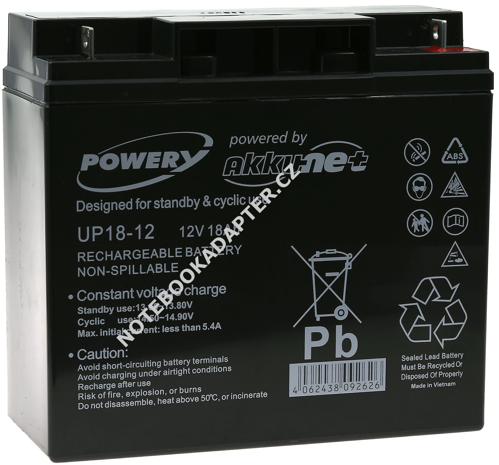 Powery® olověná baterie -náhrada pro Panasonic Typ LC-XD1217PG