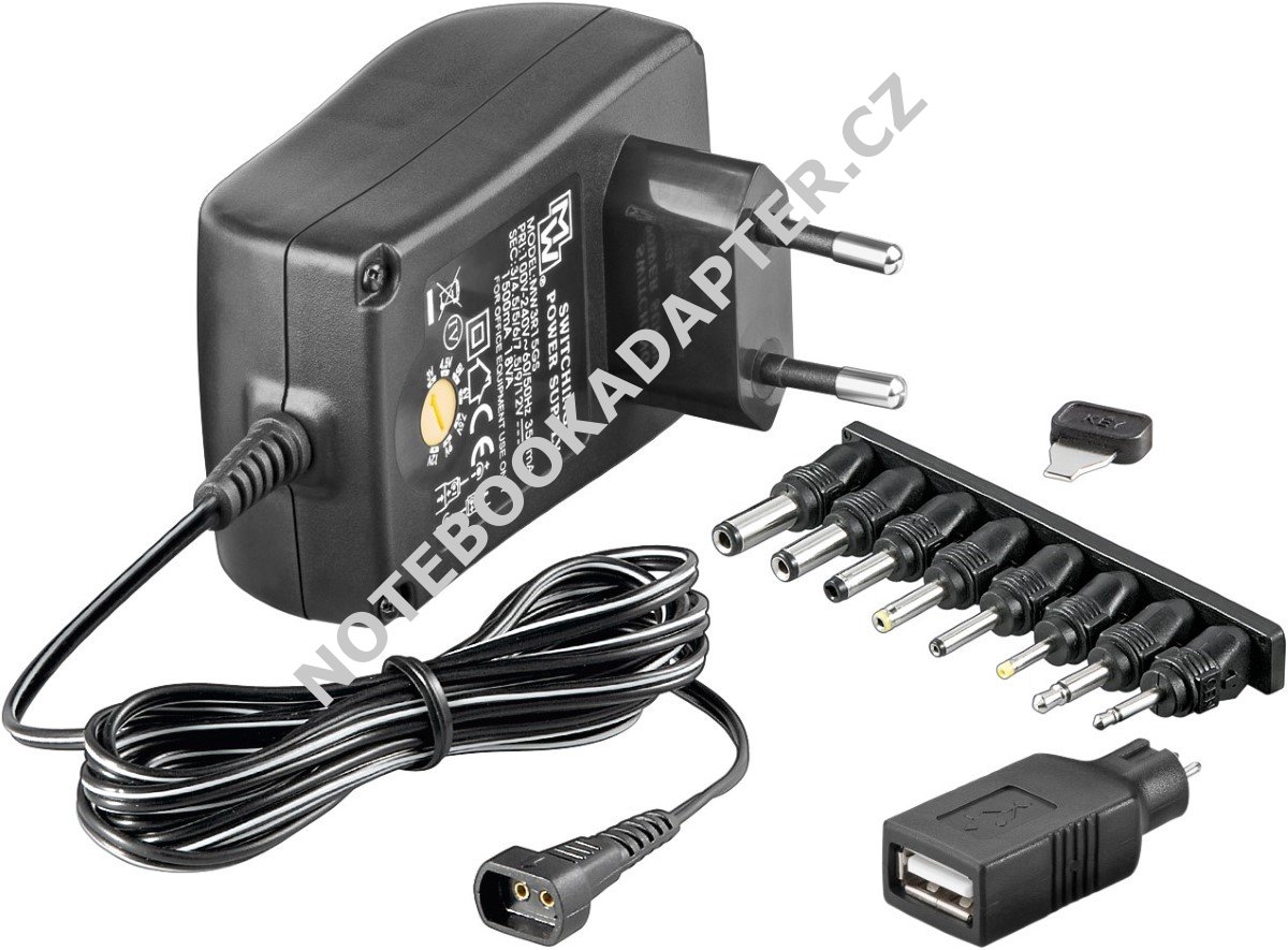 Universal-síťový adaptér vč. 1x USB u. 8x DC-Adapter 3V-12V vč. 9 konektor originál