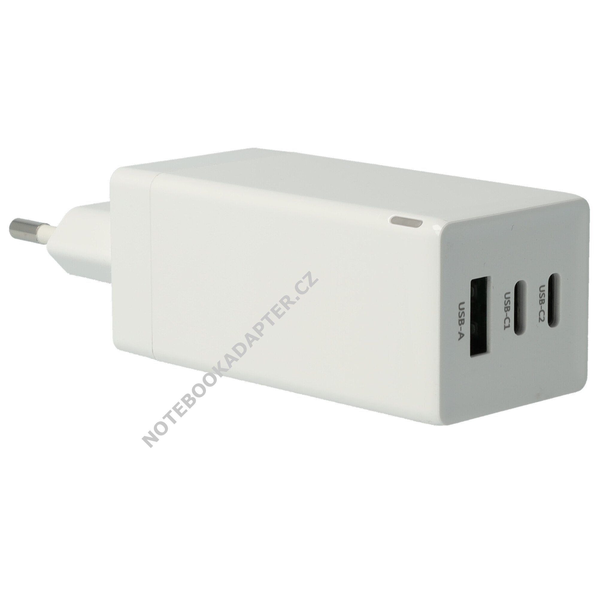 3-Port USB C Power Delivery PPS-nabíječka s 2x USB C, 1x USB A / Adapter 65W GaN bílá