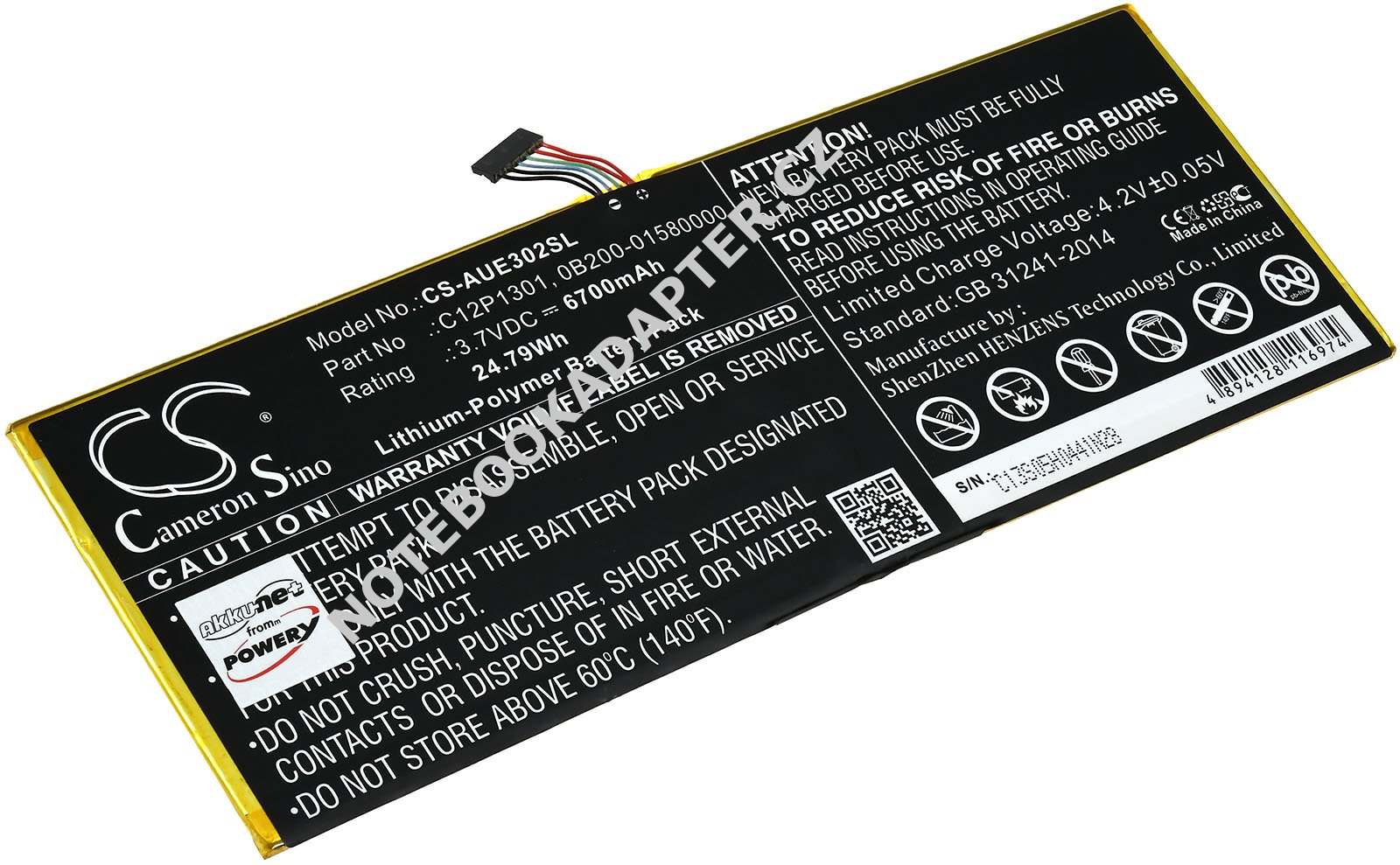 aku kompatibilní s Asus Typ C12P1301