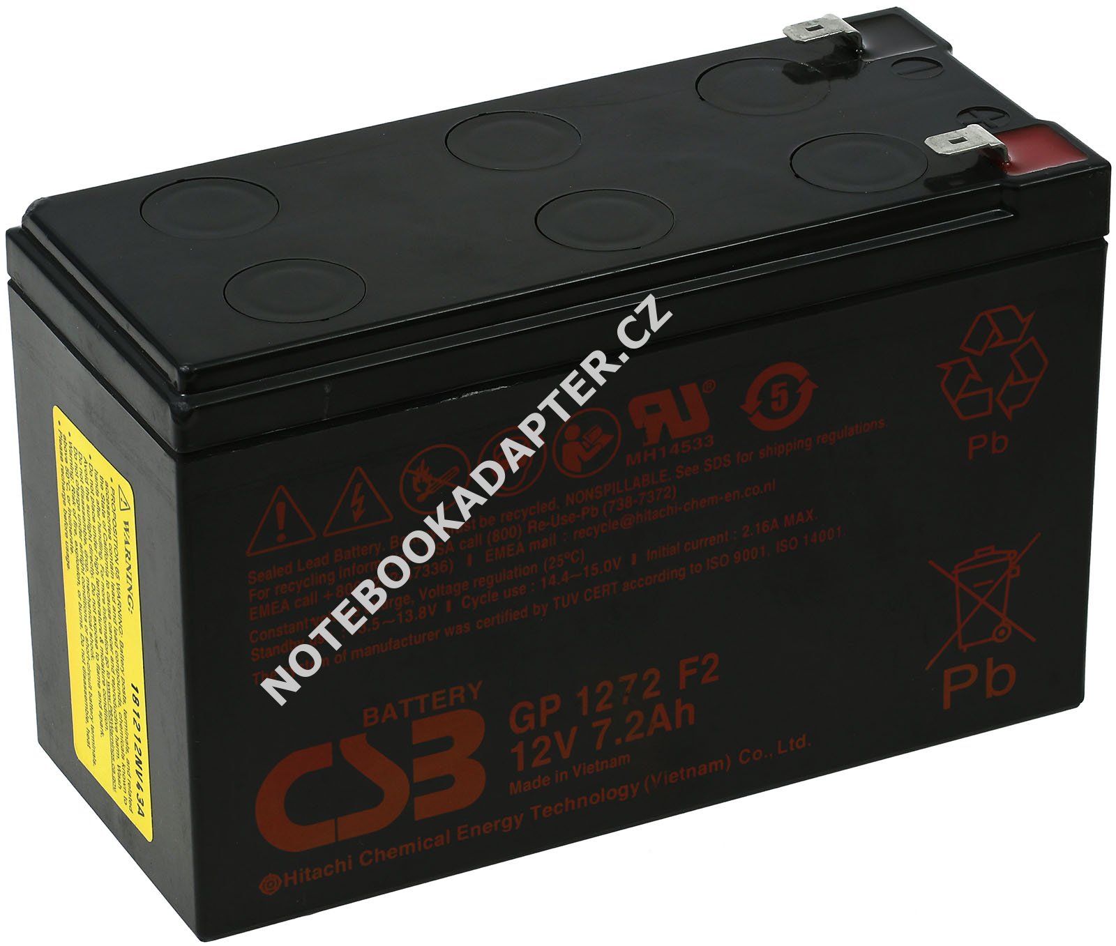 Akumulátor GP1272 F2 12V 7,2Ah - CSB Stanby originál