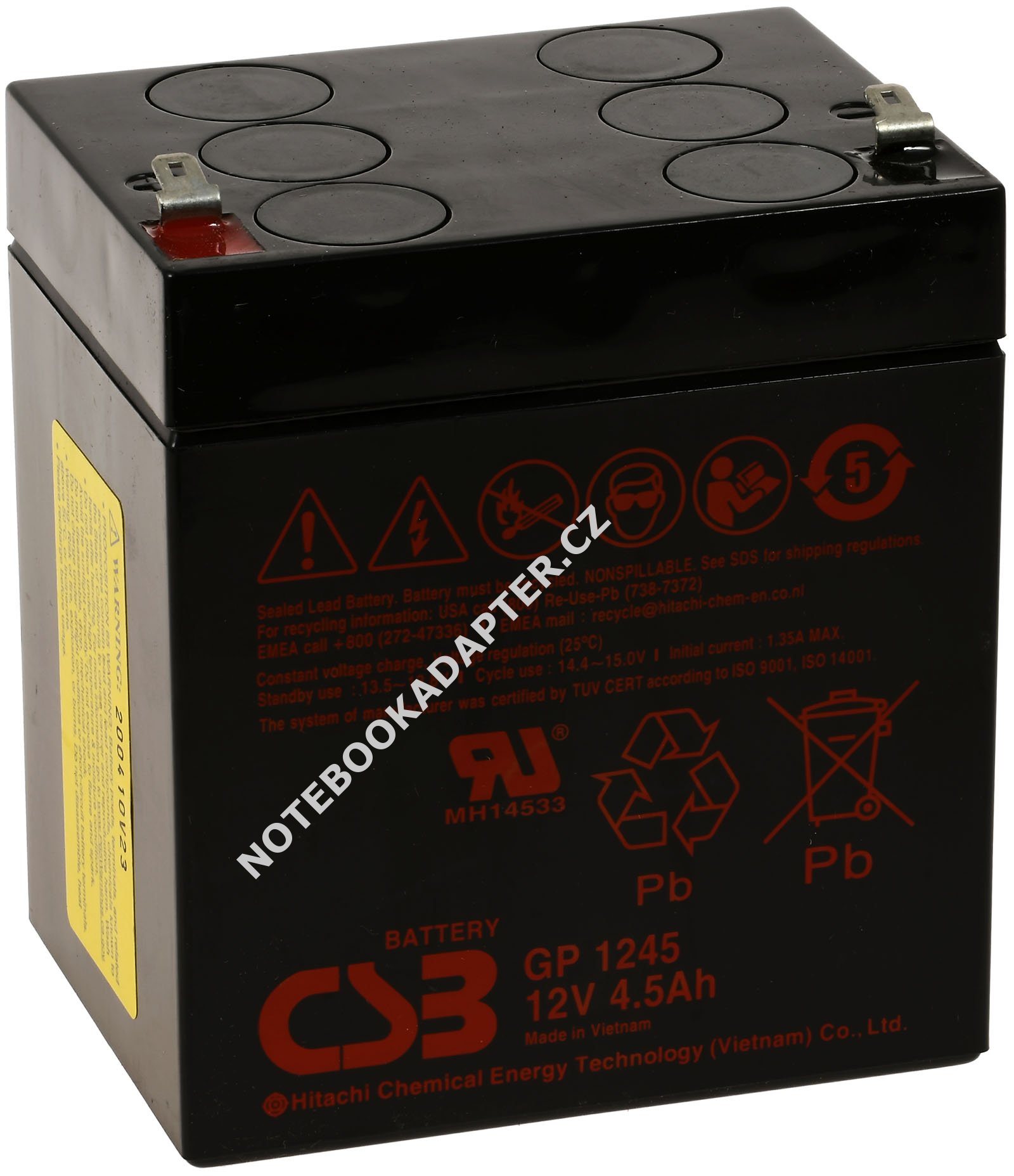 CSB Standby olověná baterie GP1245 F2 12V 4,5Ah originál