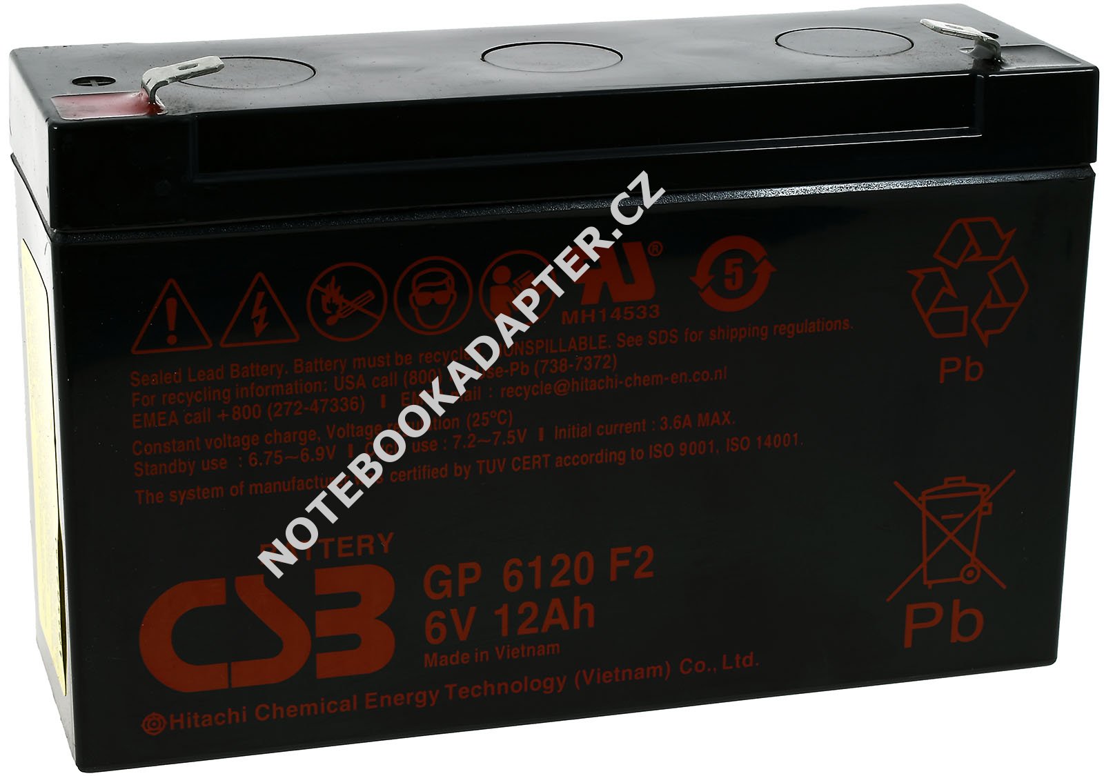 CSB Standby olověná baterie GP6120 6V 12,0Ah originál