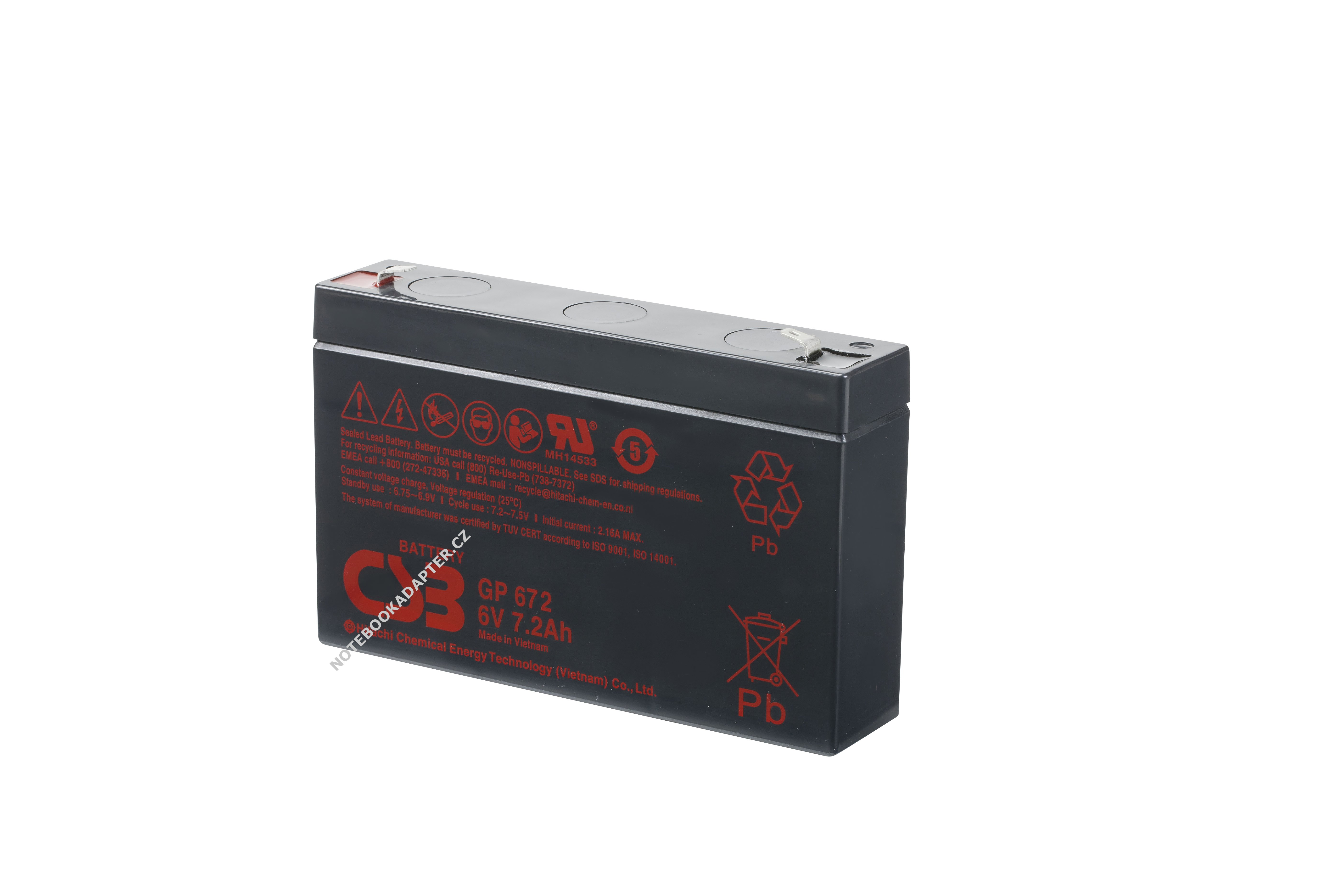 CSB Standby olověná baterie GP645 6V 7,2Ah originál