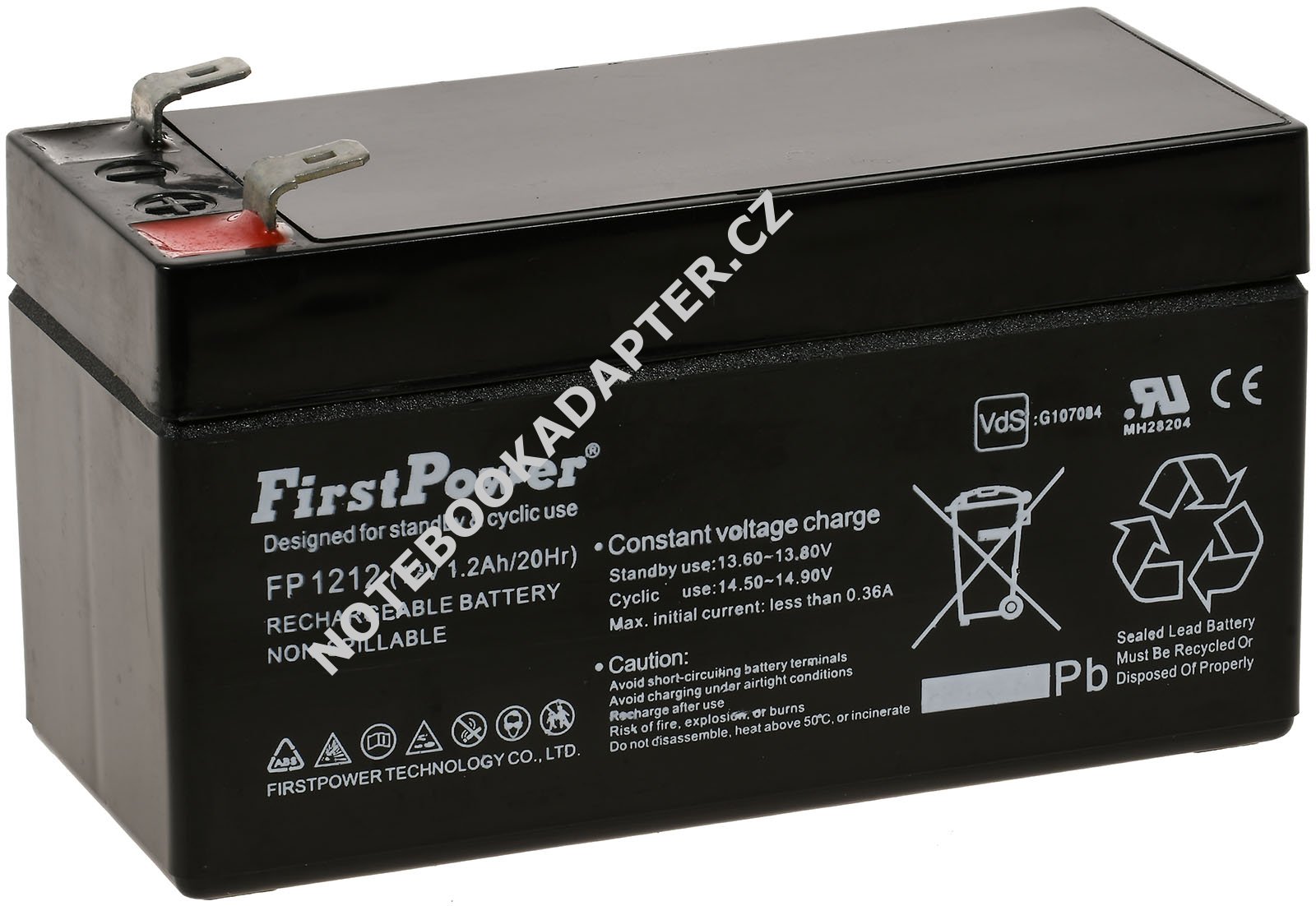 FirstPower náhradní aku FP1212 1,2Ah 12V VdS nahrazuje Panasonic LC-R121R3PG originál