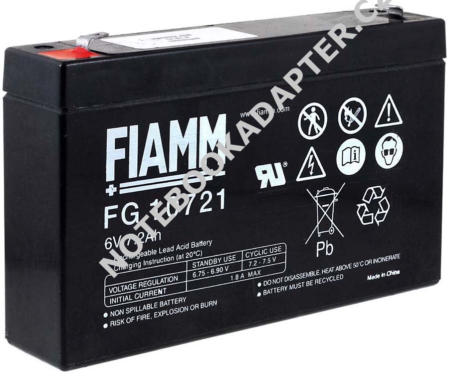 Olověná baterie FG10721 6V 7,2Ah - FIAMM originál