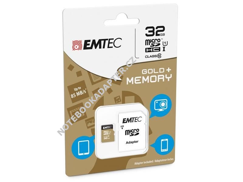 Paměťová karta EMTEC microSDHC 32GB blistr Gold+ Class 10 UHS-I